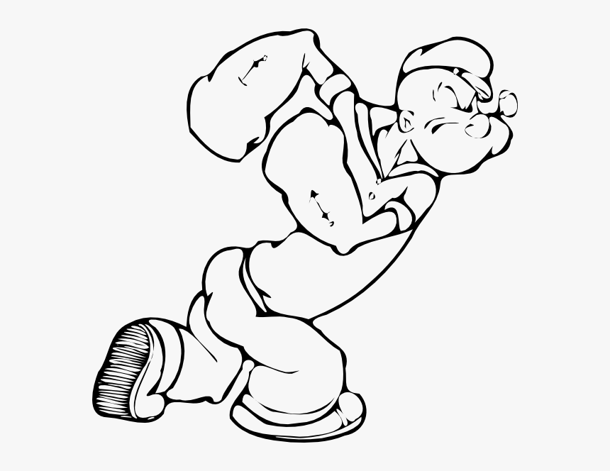 Popeye Outline Svg Clip Arts - Popeye The Sailor Drawings, HD Png Download, Free Download