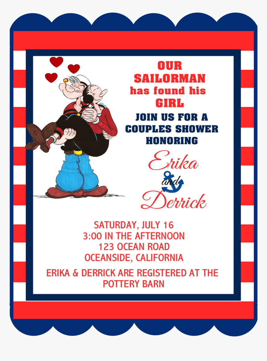 Popeye The Sailor Man Invitation, HD Png Download, Free Download