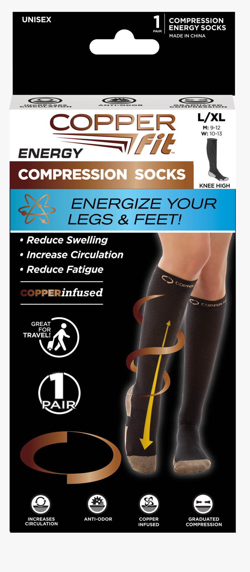 Copper Fit Energy Socks, HD Png Download, Free Download