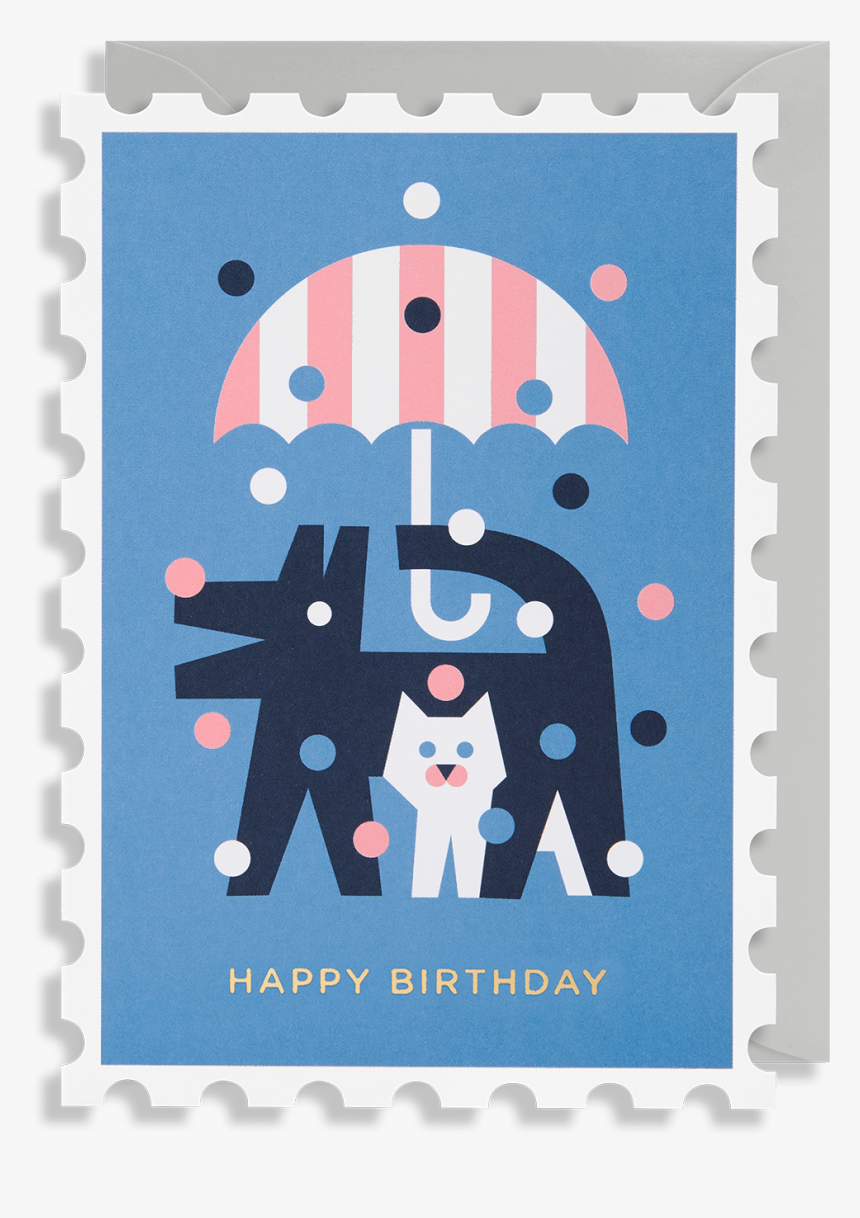 Happy Birthday With Cat Border , Png Download - Postage Stamp, Transparent Png, Free Download