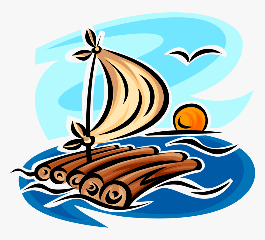 Vector Illustration Of Shipwrecked Castaway Homemade - Raft Clip Art, HD Png Download, Free Download