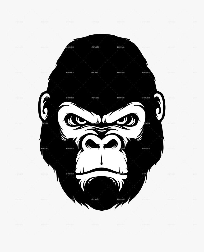 Gorilla Head Silhouette Style A Huge Zoo, Animals, - Gorilla Head Png, Transparent Png, Free Download