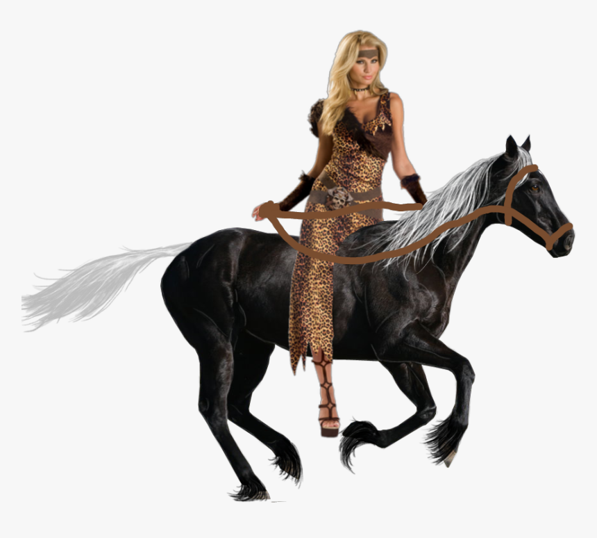 Sexy Barbarian Woman Riding Her Beautiful Black Horse - Warrior Women Riding Horses, HD Png Download, Free Download