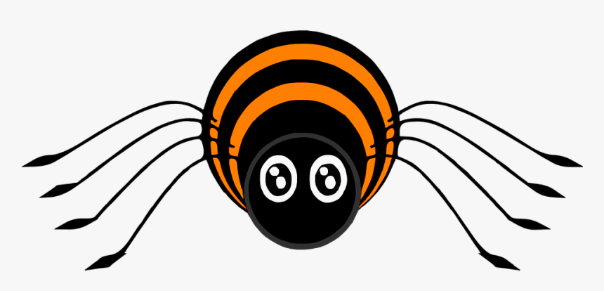 Spider, Stripes, Cartoon, Black, Orange, Front, Legs - Animated Picture Of A Spider, HD Png Download, Free Download