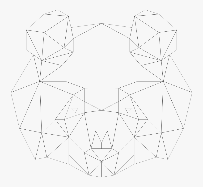 Low Poly Panda Head Wireframe - Line Art, HD Png Download, Free Download
