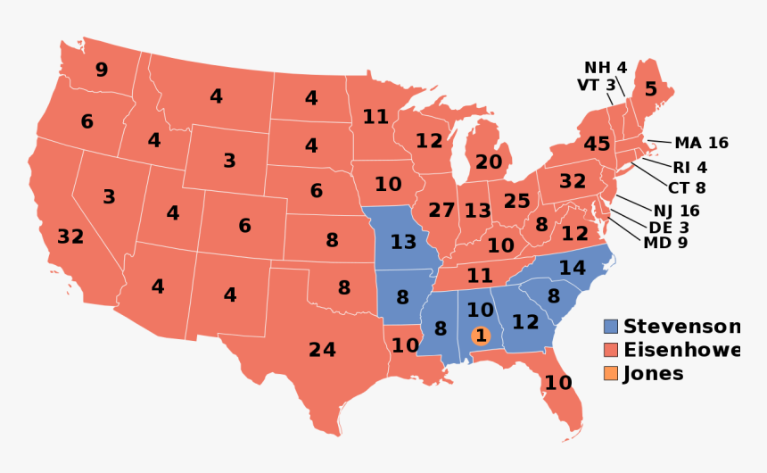 Electoralcollege1952 - 1996 Presidential Election, HD Png Download, Free Download