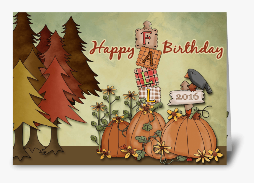 Happy Fall Birthday Greeting Card - Fall Birthday Cards, HD Png Download, Free Download