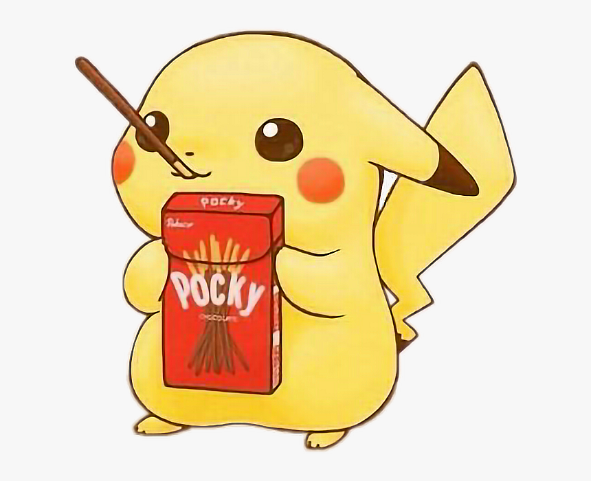 💖not My Art💖 Pikachu Is Eating Pocky Kawaii Pikachu - Anime Kawaii Pokemon, HD Png Download, Free Download