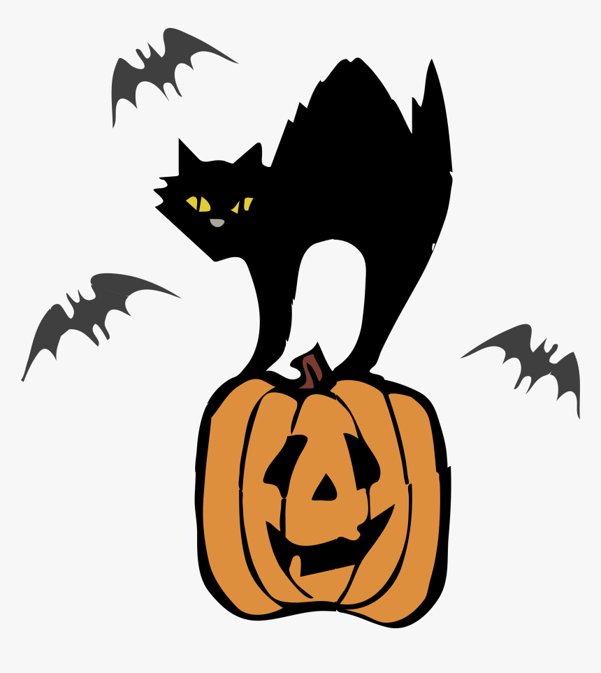 Black Cat Halloween - Halloween Black Cat Clipart, HD Png Download, Free Download