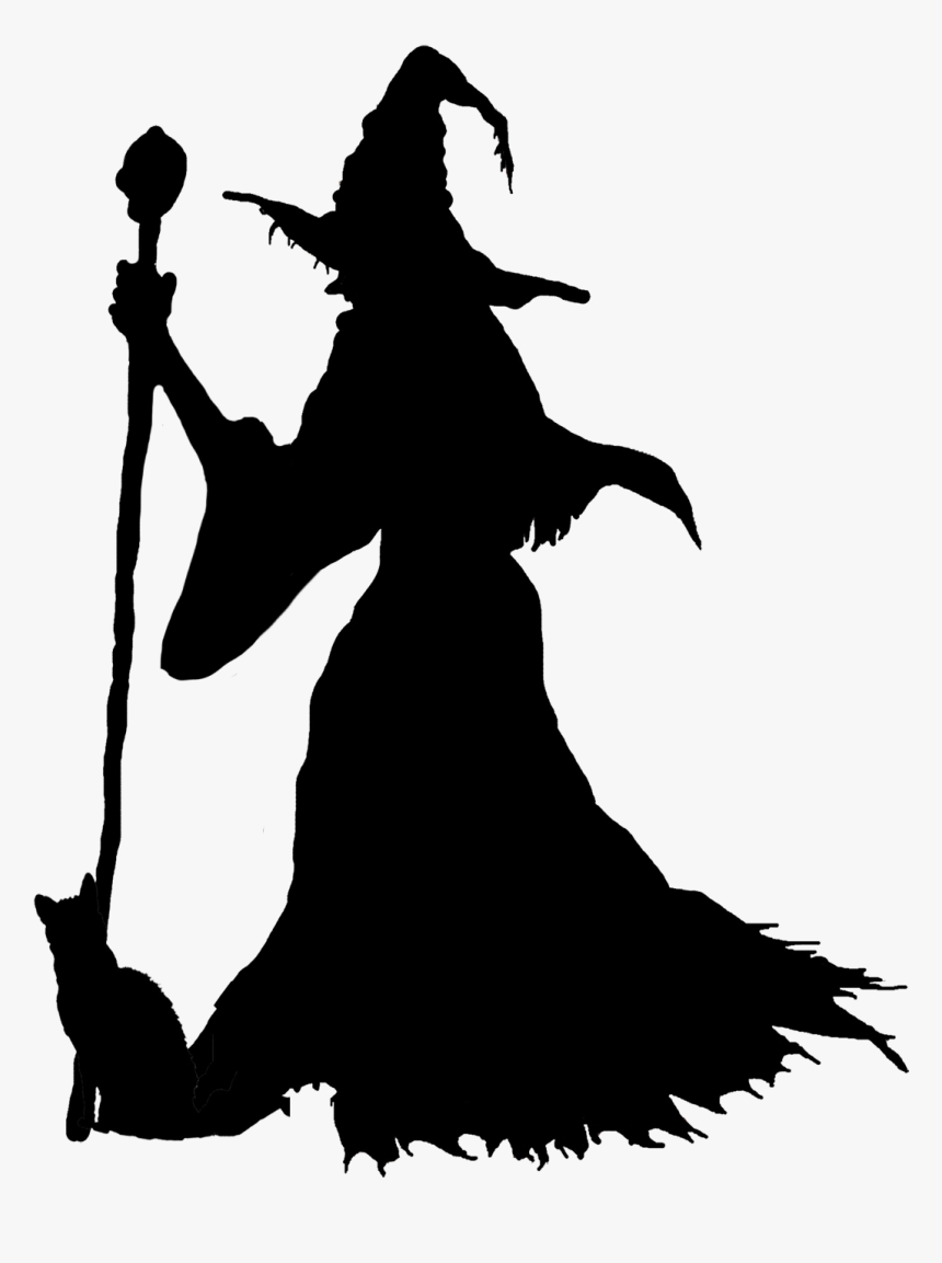 Halloween Witch With Cat Halloween Pinterest Witches - Silhouette Of Witch Transparent Background, HD Png Download, Free Download