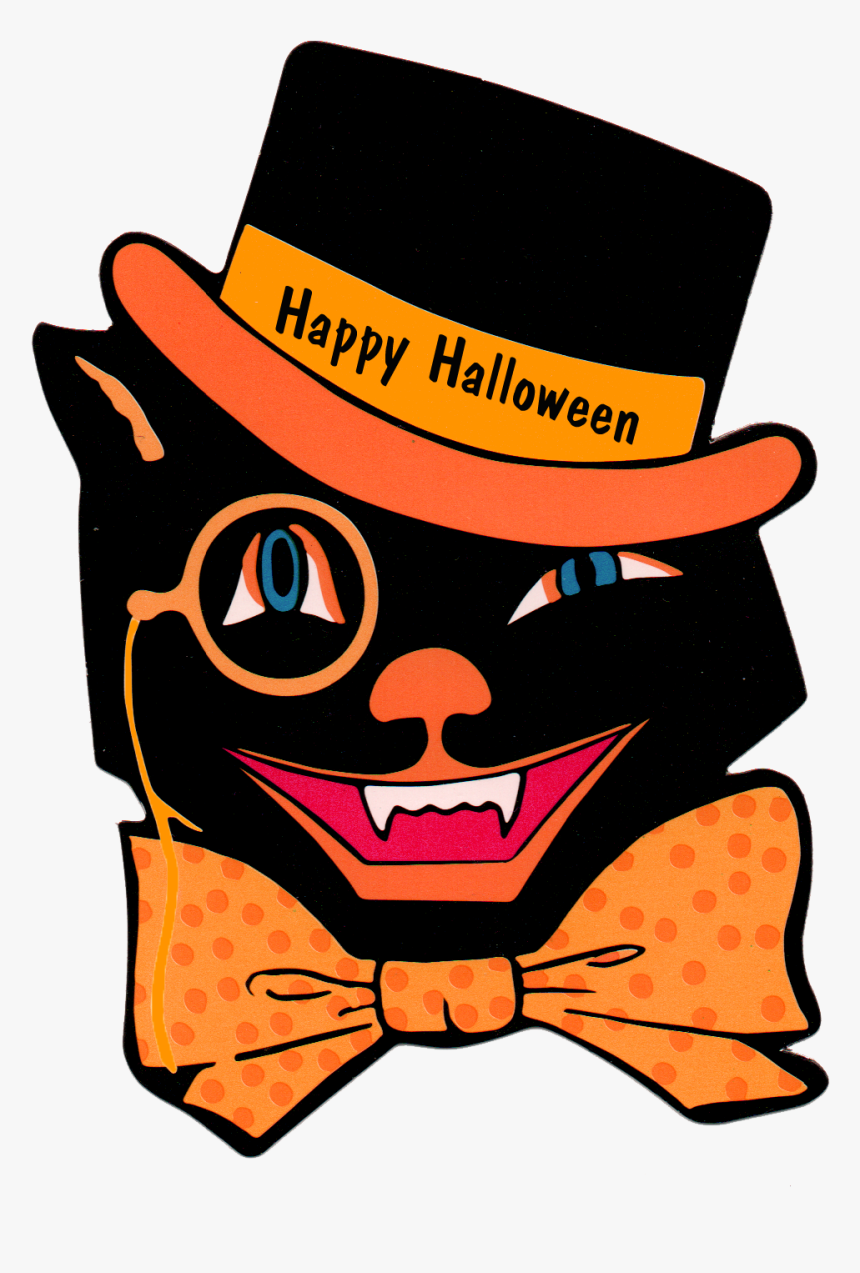 Vintage Halloween Black Cat, HD Png Download, Free Download