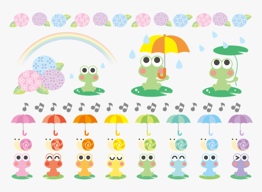 Kawaii Frog Kawaii Snails Rainbow Rainy Season 6 月 イラスト カエル Hd Png Download Kindpng