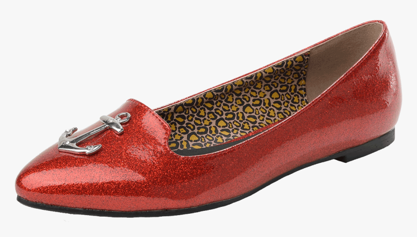 Red Sparkle Anchor Patent Pointed Toe Flats - Slip-on Shoe, HD Png Download, Free Download