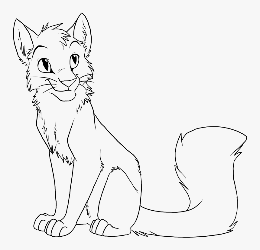 Warrior Cat Drawing Outline Friwm - Warrior Cat Coloring Pages Lineart, HD Png Download, Free Download