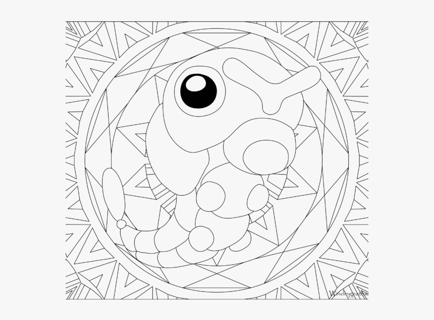 Adult Pokemon Coloring Page Caterpie - Mandalas De Pokemon Para Colorear, HD Png Download, Free Download