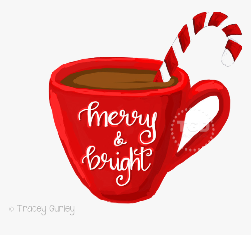 Hot Chocolate Merry And Bright Cocoa Coffee Cup Transparent - Christmas Hot Chocolate Images Clip Art, HD Png Download, Free Download