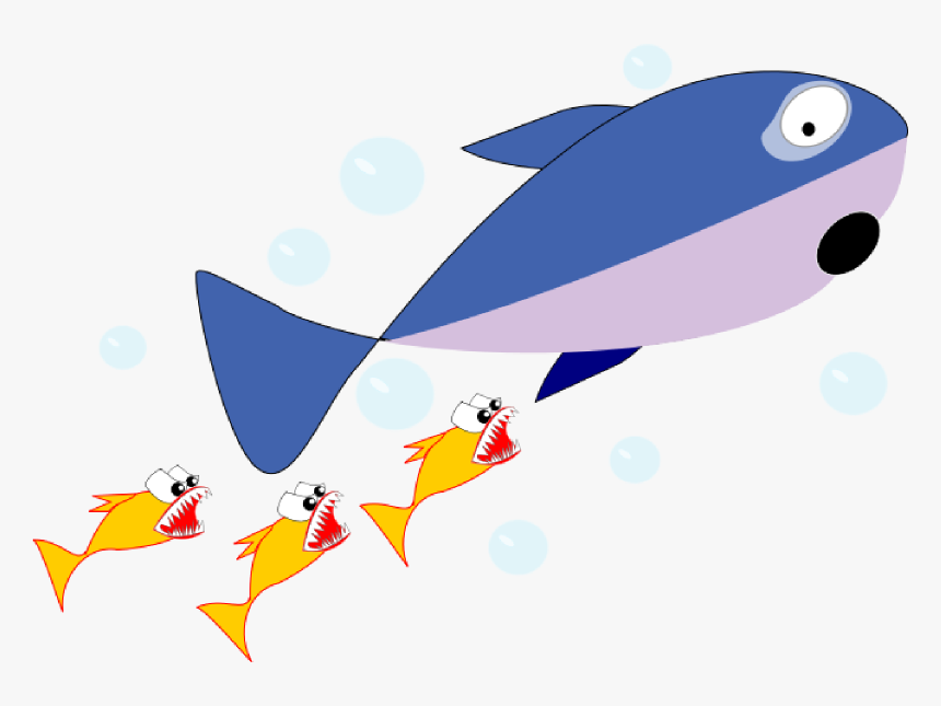 Cute Shark Free Download Best On X - Small Fish Chasing Big Fish, HD Png Download, Free Download