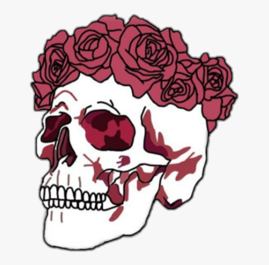 Flowers Clipart Skull - Skull With Flower Crown, HD Png Download, Free Download