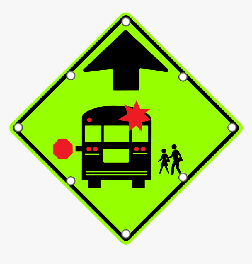 S3-1 School Bus Stop Ahead - Stop For School Bus Road Sign, HD Png Download, Free Download