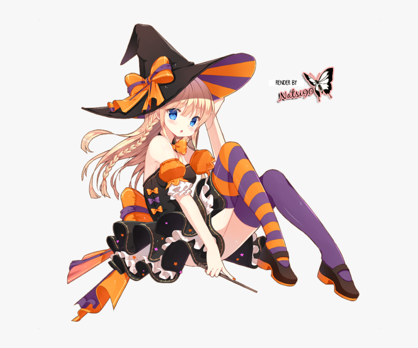 Transparent Anime Hat Png - Halloween Anime Girl Render, Png Download, Free Download