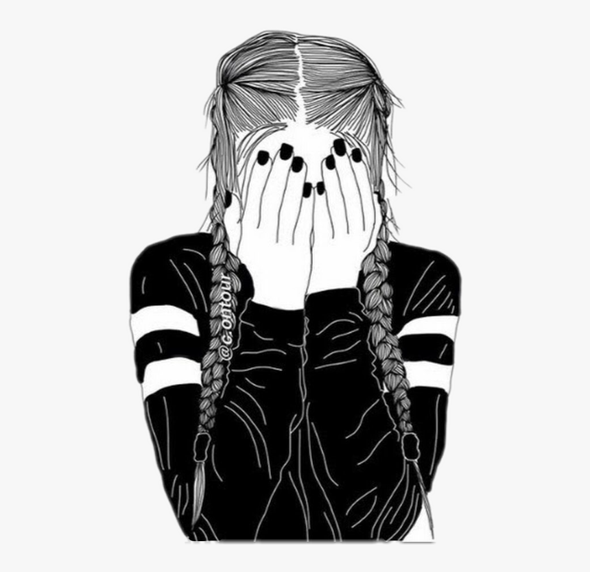 Drawing Of A Girl With Braids, HD Png Download, Free Download