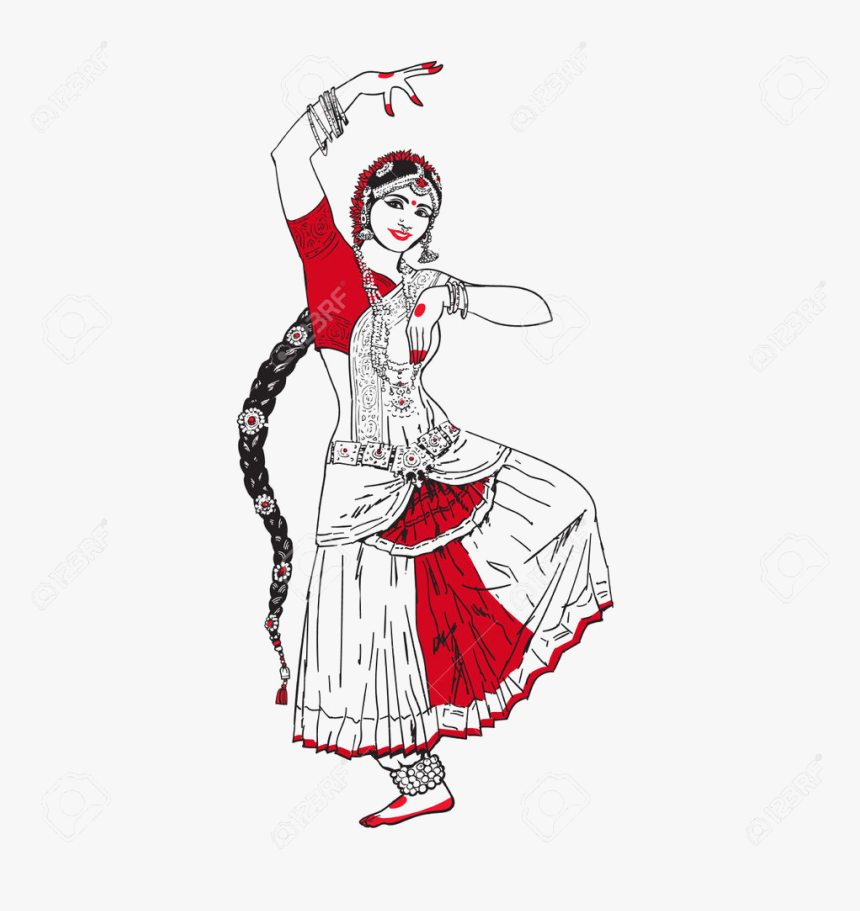 Transparent Tap Dance Clipart - Girl Dancing Drawing Indian, HD Png Download, Free Download