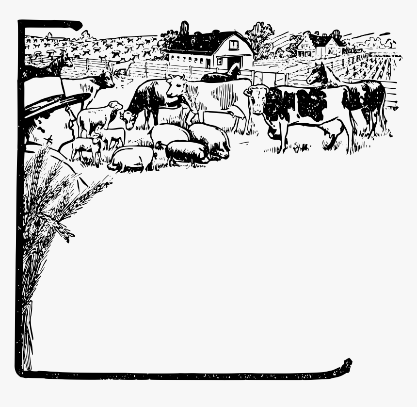 Farm Clipart Black & White, HD Png Download, Free Download