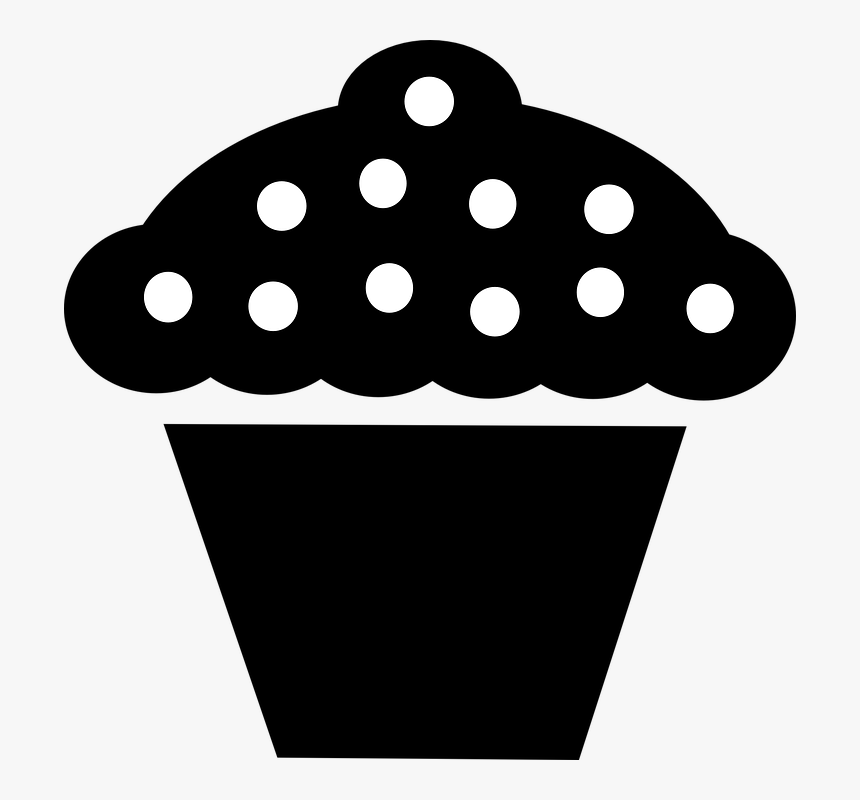 Cupcake, Muffin, Icing, Berries, Black, Silhouette - Pink Cupcake Clipart Png, Transparent Png, Free Download