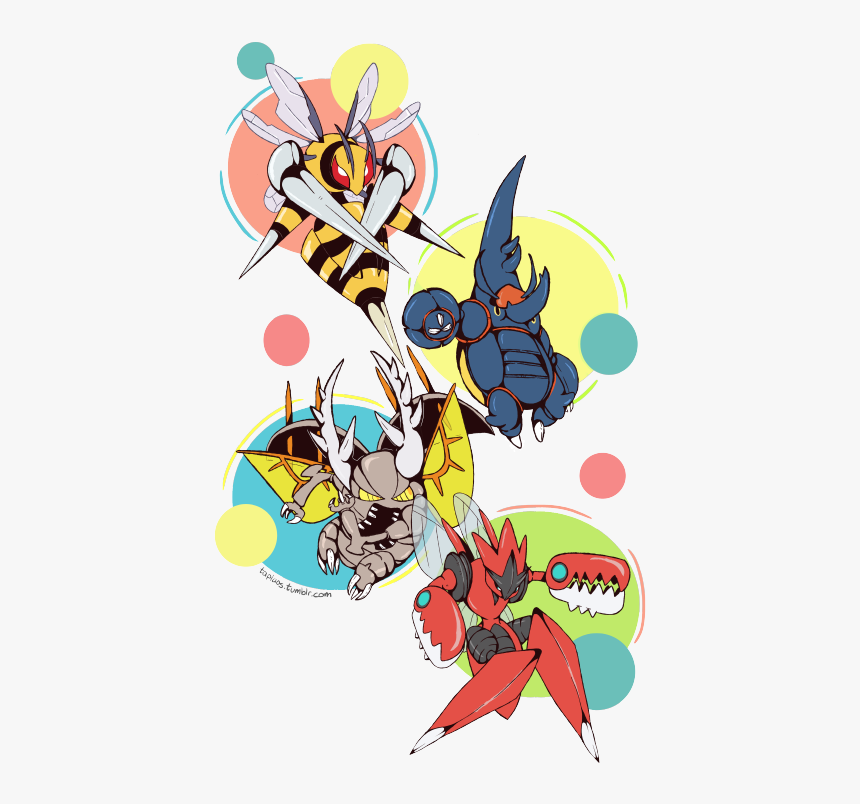 Pokemon Fanart Bug Bugs Heracross Scizor Beedrill Pokemon - Mega Bug Pokemon, HD Png Download, Free Download