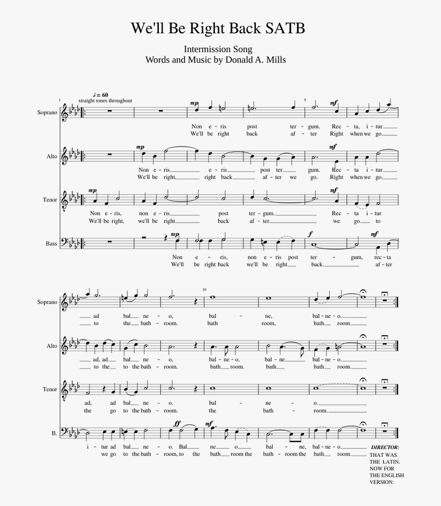 We Ll Be Right Back Sheet Music, HD Png Download, Free Download