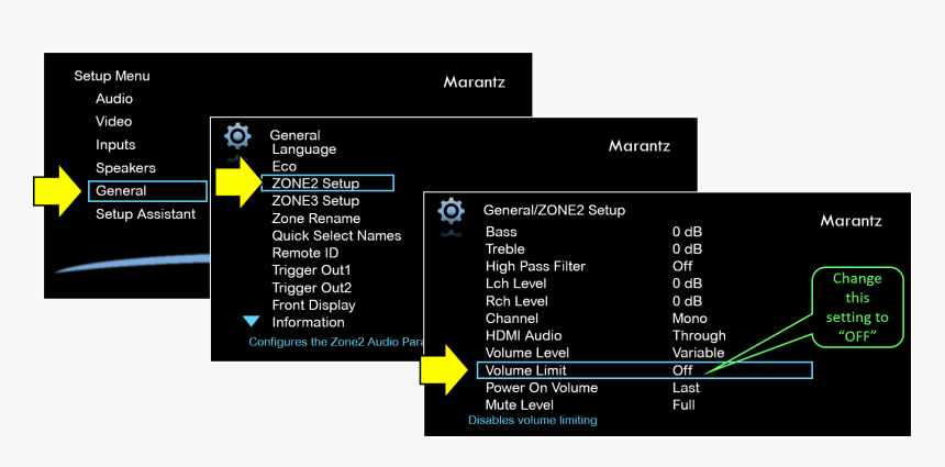 Zone2 Setup Gui-volume Limit - Denon Avr Zone 2 Setup, HD Png Download, Free Download