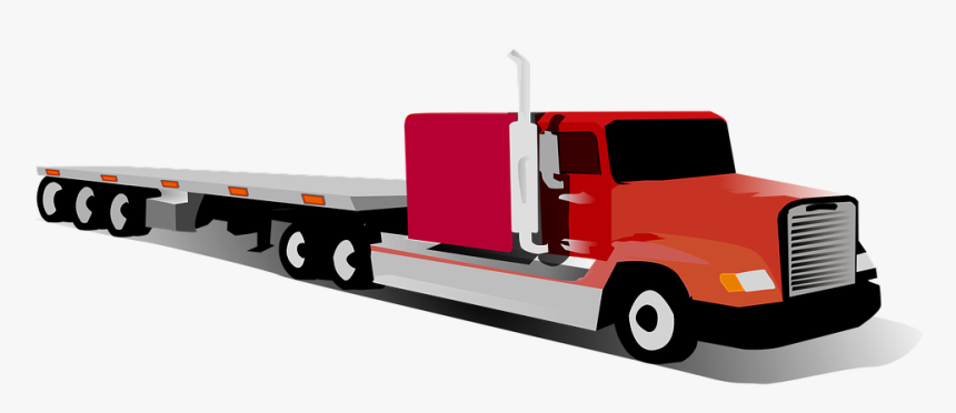 Trucking Vector Line Art - Flatbed Truck Clip Art, HD Png Download, Free Download