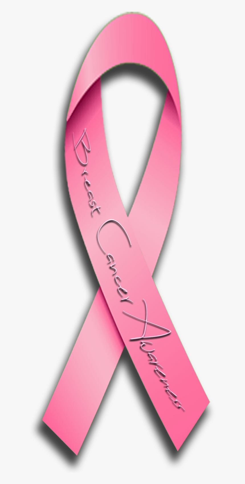 Pink Ribbon Bca With Shadow - Ribbon Breast Cancer Awareness Png, Transparent Png, Free Download