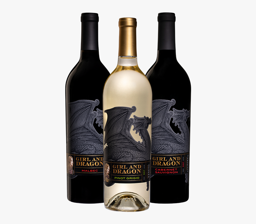 Girl And Dragon Group Bottle Shot With Dragon - Girl And Dragon Wine, HD Png Download, Free Download