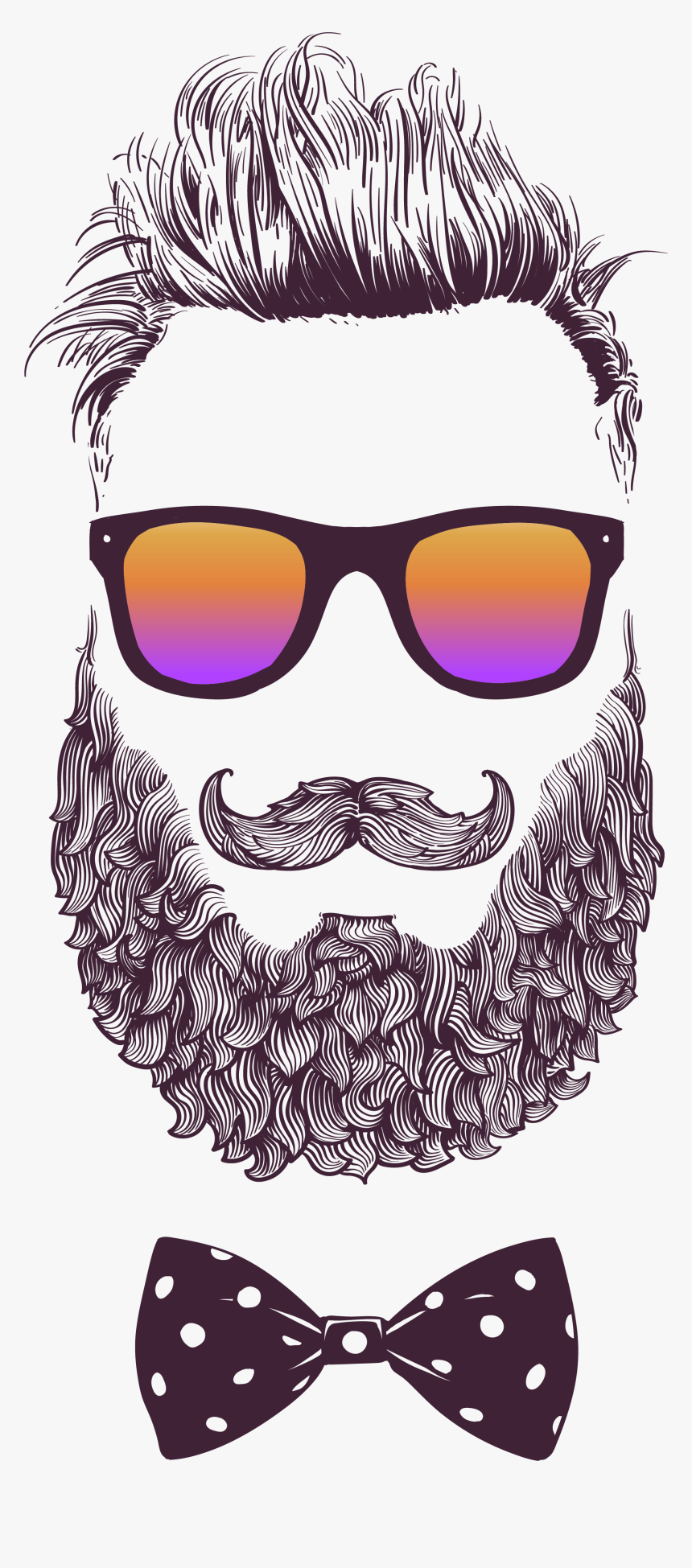 Fashion Sunglasses Illustration Royalty-free Vector - Bearded Man Face Hipster, HD Png Download, Free Download