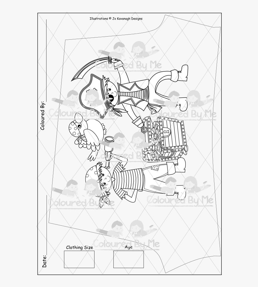 Pirates, Parrots And Treasure - Line Art, HD Png Download, Free Download