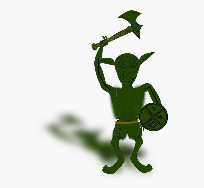 Goblin, Gnome, Dwarf, Green, Fight, Mean, Battle Ax - Cartoon Goblin Warrior, HD Png Download, Free Download