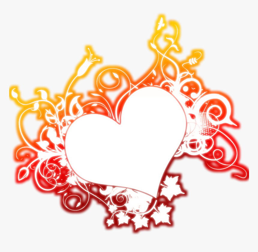 #neon #heart #hearts #fire #red #yellow #orange #love - Neon Orange Heart Transparent, HD Png Download, Free Download