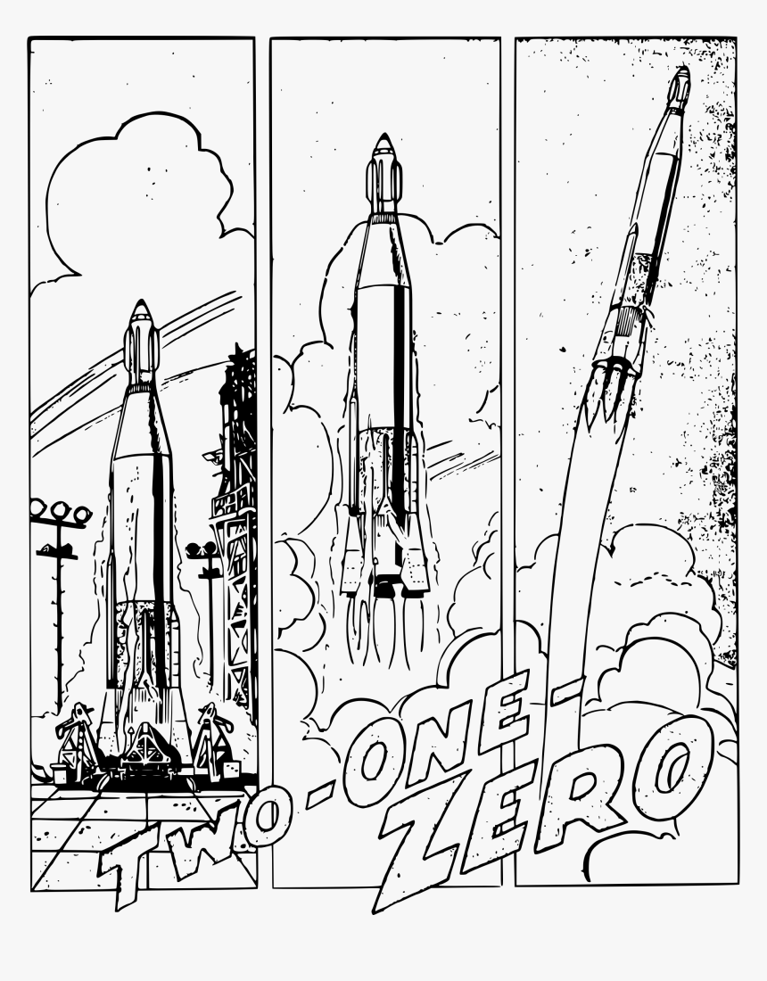 Two One Zero Clip Arts - Rocket Take Off Drawing, HD Png Download, Free Download