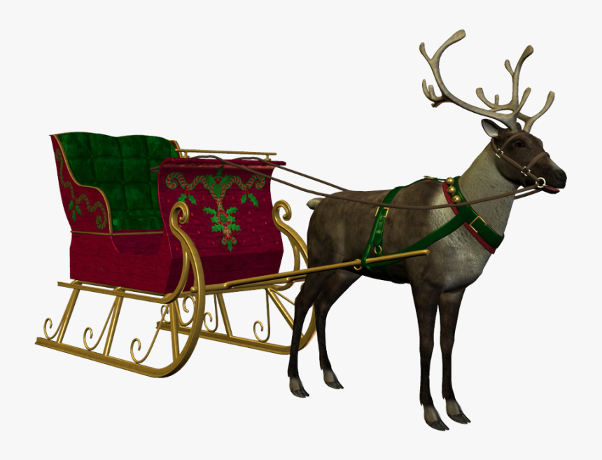 Reindeer With Sleigh Real, HD Png Download, Free Download