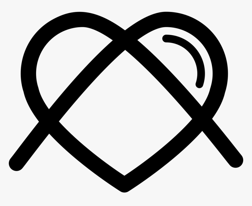 Heart Shaped Outline With Cross Lines - Portable Network Graphics, HD Png Download, Free Download