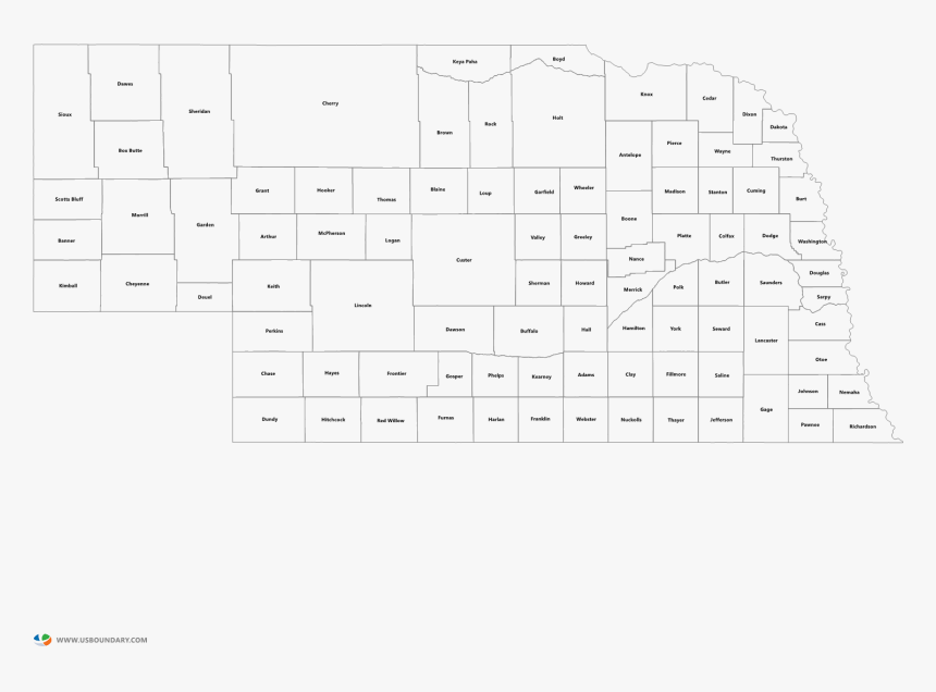 Nebraska Counties Outline Map - Cross, HD Png Download, Free Download