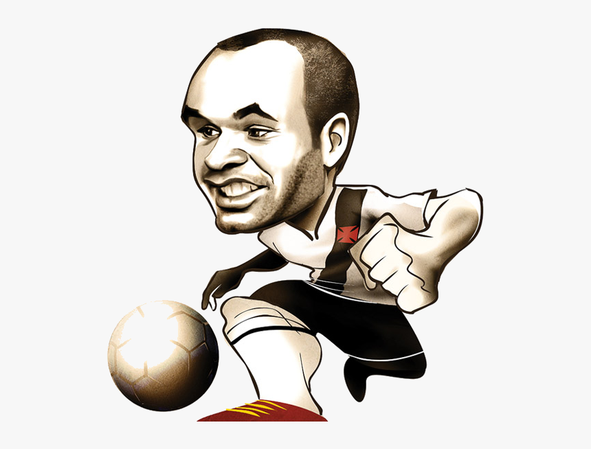 Clip Art Futebol Caricatura Imagem - Andres Iniesta White Background, HD Png Download, Free Download