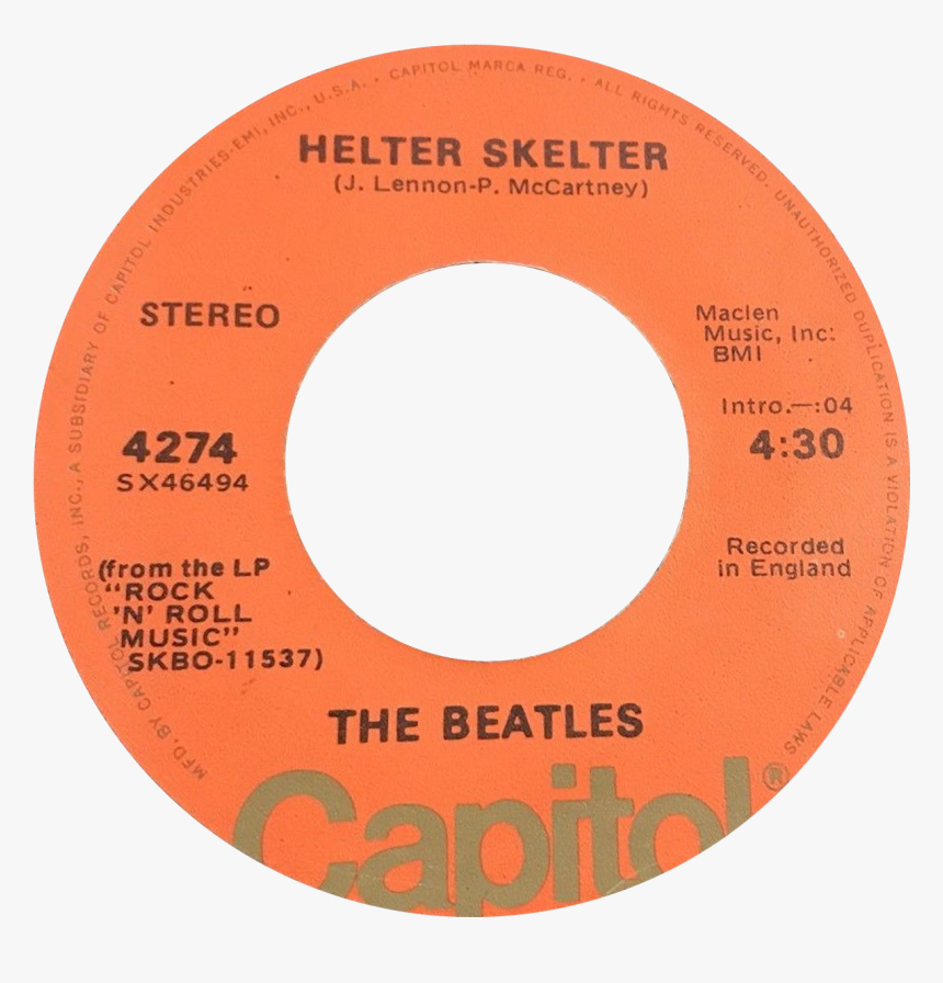 Helter Skelter By The Beatles B-side Label Us Vinyl - Label, HD Png Download, Free Download