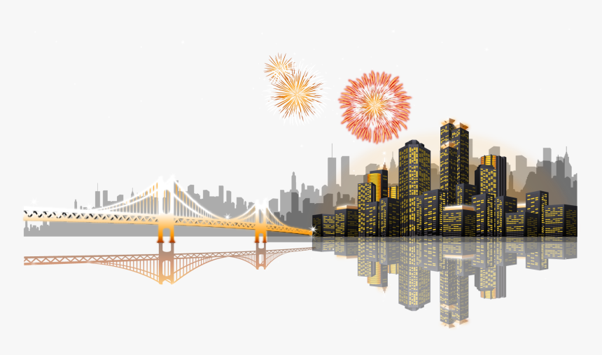 #mq #city #town #silhouette #night #fireworks #bridge - Portable Network Graphics, HD Png Download, Free Download