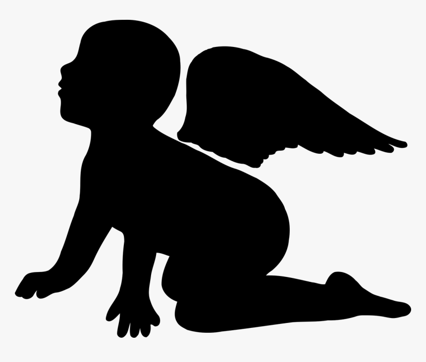 Boy Angel Silhouette Png Clipart , Png Download - Angel Baby Silhouette Clipart, Transparent Png, Free Download