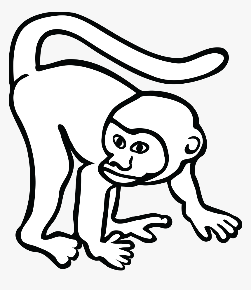Transparent Cartoon Monkey Png - Monkey Cartoon Black And White, Png Download, Free Download