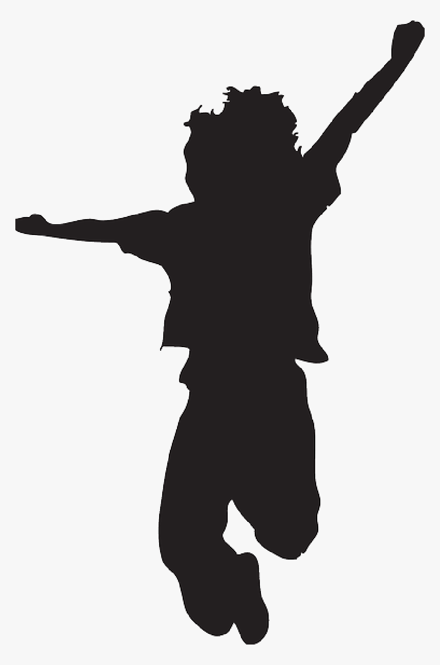 Happy Kid Silhouette Jumping Pose Kids Public Domain - Kid Silhouette Clipart, HD Png Download, Free Download