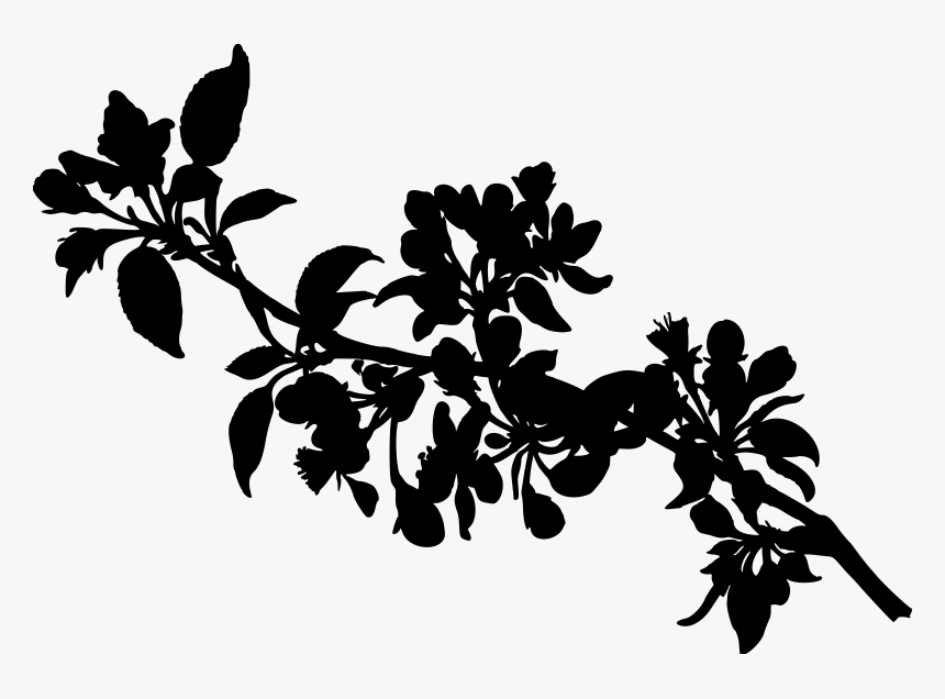 Apple Tree Clip Arts - Branch Tree Leaves Silhouette, HD Png Download, Free Download