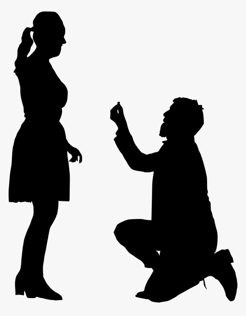 Couple Proposing Silhouette Png, Transparent Png, Free Download